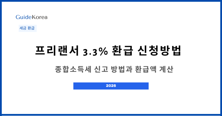 프리랜서 3.3% 환급 신청방법 2026 — 종합소득세 신고 방법과 환급액 계산